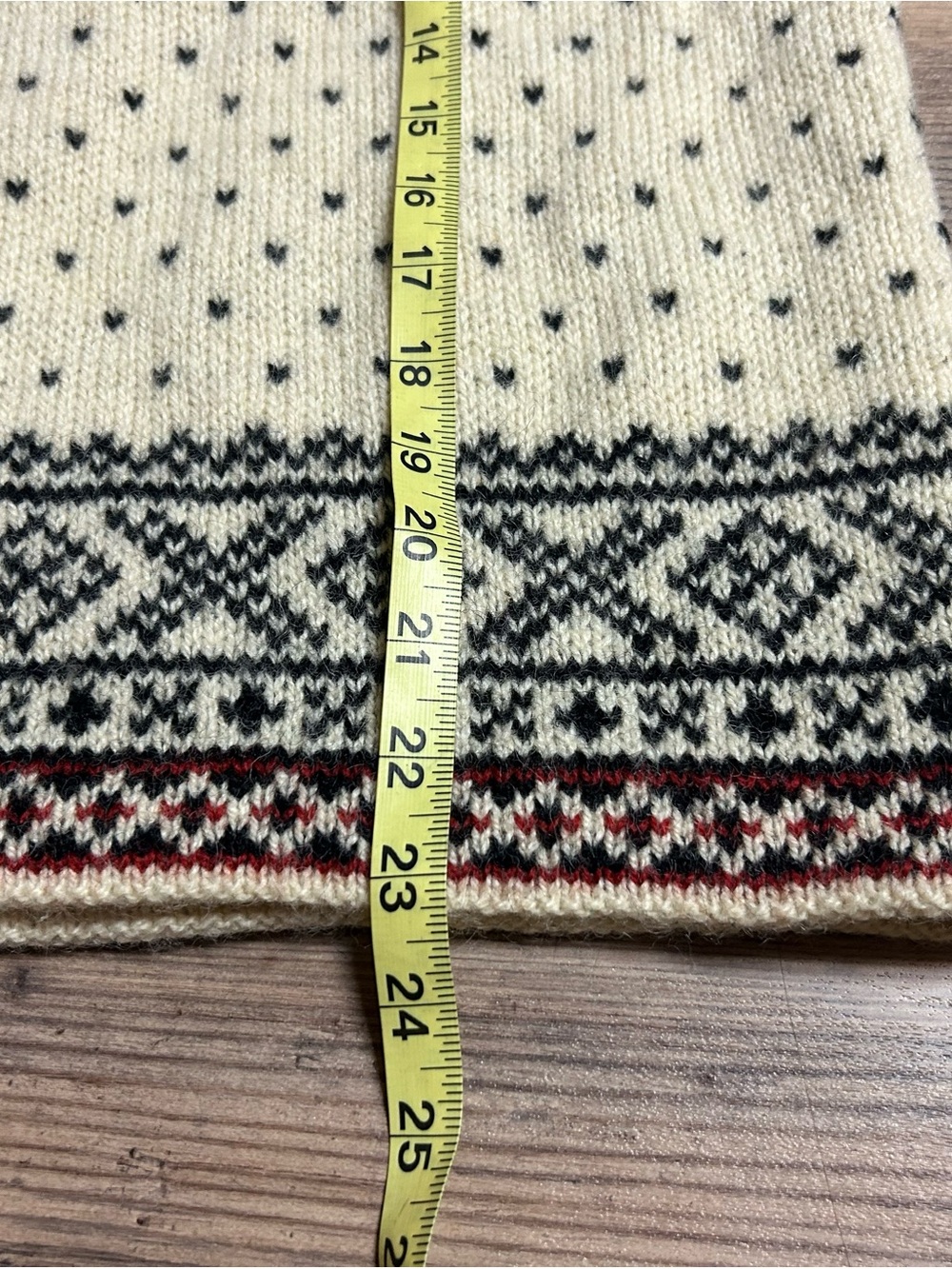 L.L. Bean Red Mock Collar Wool Blend Sweater Fair Isle Pattern Vintage - Picture 7 of 8